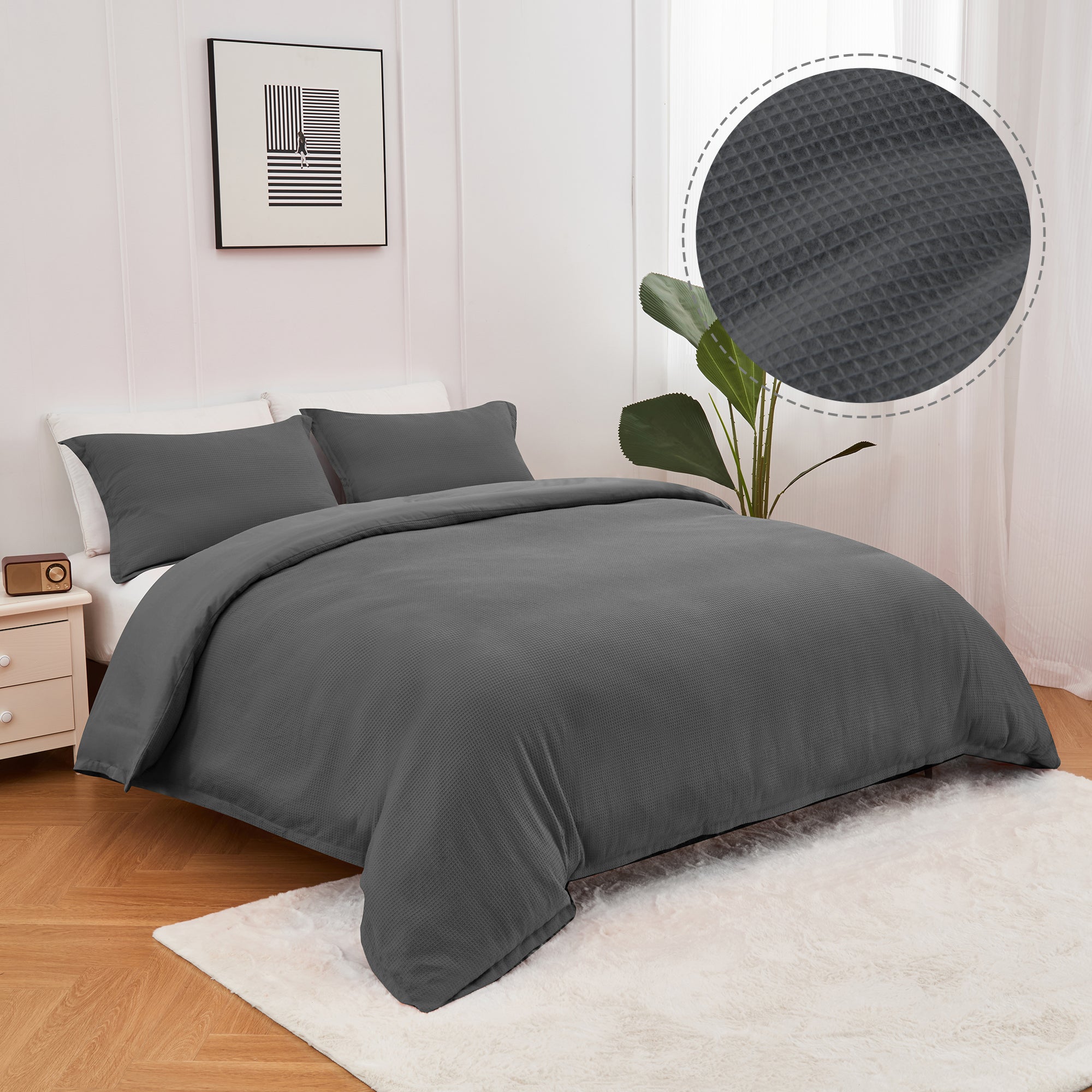 Lovana Waffle Weave Cotton Duvet Cover Set