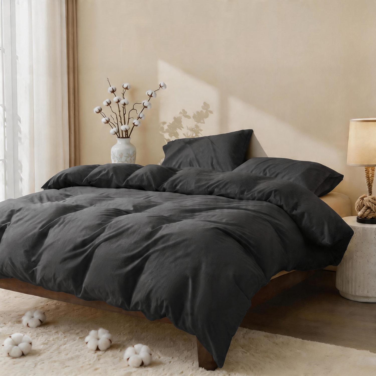 Lovana 100% Washed Cotton Quilt Cover Set Ultra Soft Breathable